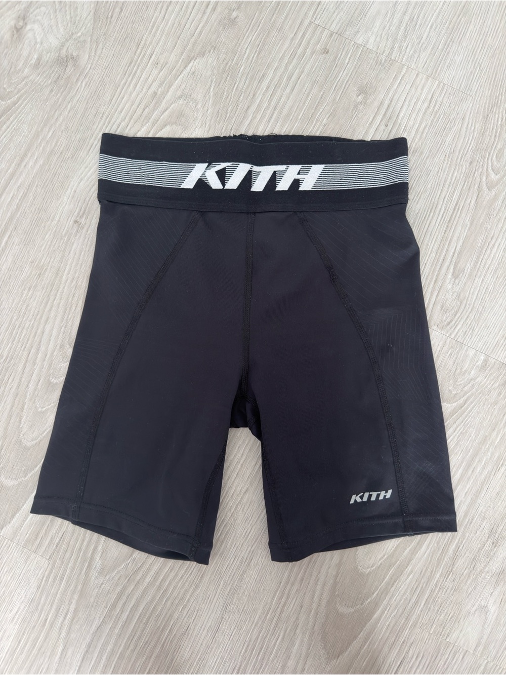 Kith Black Active Compression Shorts with Gray Logo Waistband